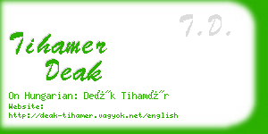 tihamer deak business card